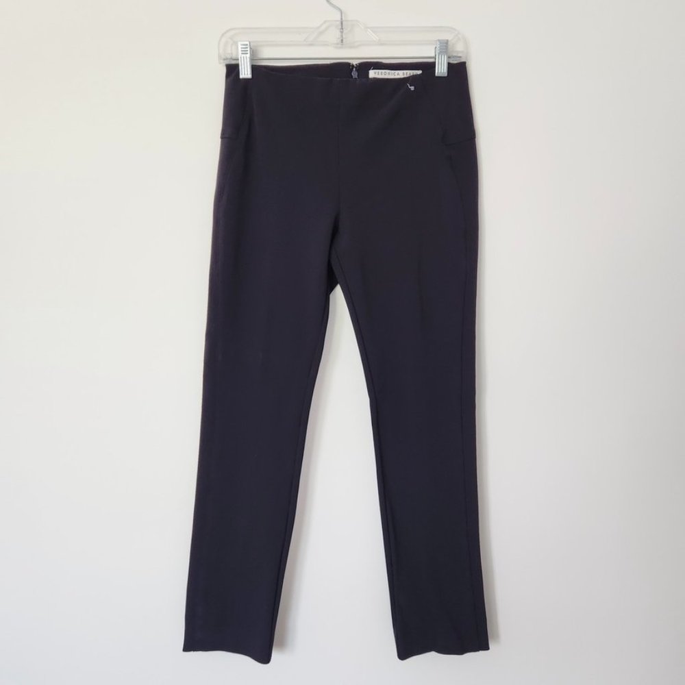 Veronica Beard Zip Back Scuba Pants Dark Navy Blue Mid Rise Ankle Size 4 - Picture 4 of 15